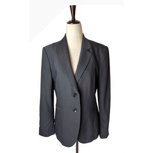 Talbots Blazer Women 8P Gray Brown Italian Wool Single Breasted Preppy Academia